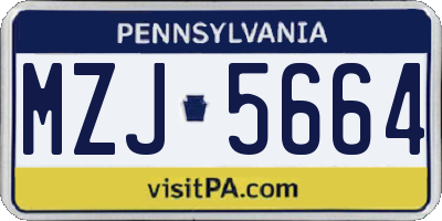 PA license plate MZJ5664