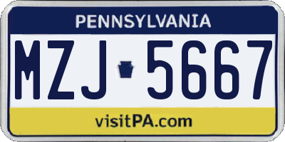 PA license plate MZJ5667