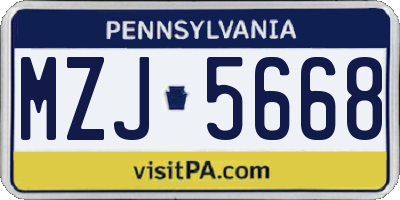 PA license plate MZJ5668