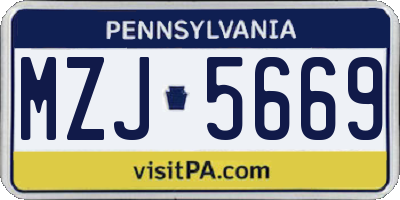 PA license plate MZJ5669