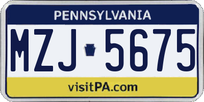 PA license plate MZJ5675