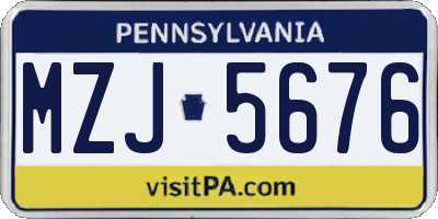 PA license plate MZJ5676