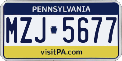 PA license plate MZJ5677