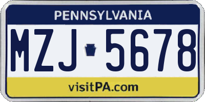 PA license plate MZJ5678