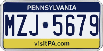 PA license plate MZJ5679