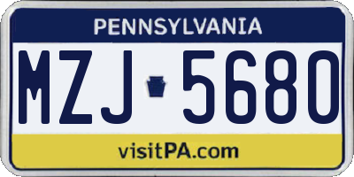 PA license plate MZJ5680