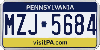 PA license plate MZJ5684
