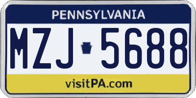 PA license plate MZJ5688