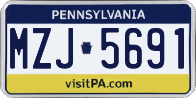 PA license plate MZJ5691