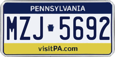 PA license plate MZJ5692