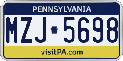 PA license plate MZJ5698
