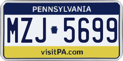 PA license plate MZJ5699