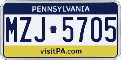 PA license plate MZJ5705