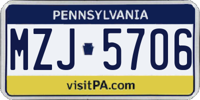 PA license plate MZJ5706