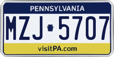 PA license plate MZJ5707
