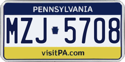 PA license plate MZJ5708