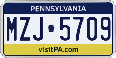 PA license plate MZJ5709