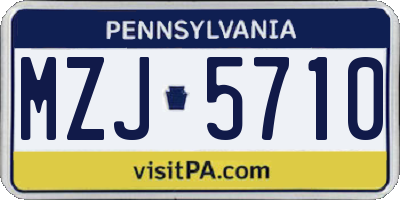 PA license plate MZJ5710