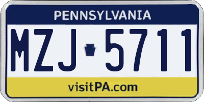PA license plate MZJ5711