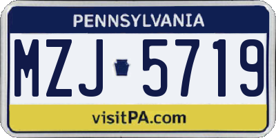 PA license plate MZJ5719