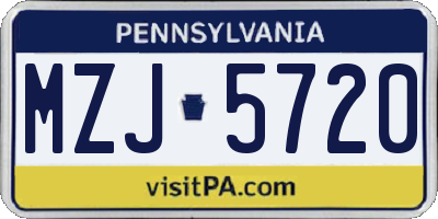 PA license plate MZJ5720