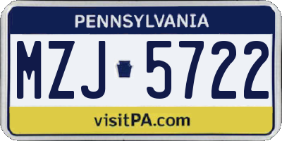 PA license plate MZJ5722