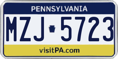 PA license plate MZJ5723