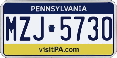 PA license plate MZJ5730