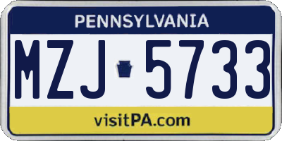 PA license plate MZJ5733