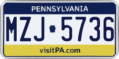 PA license plate MZJ5736