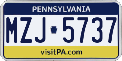 PA license plate MZJ5737
