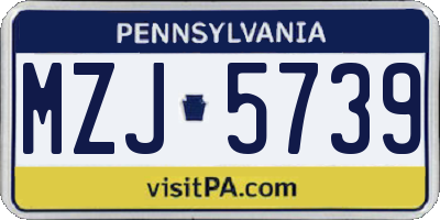 PA license plate MZJ5739