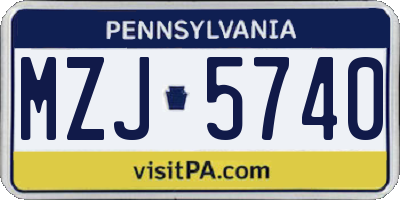 PA license plate MZJ5740