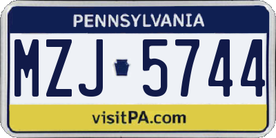 PA license plate MZJ5744