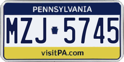 PA license plate MZJ5745