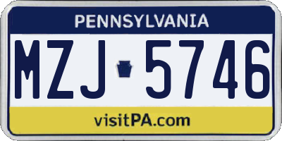 PA license plate MZJ5746