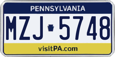 PA license plate MZJ5748