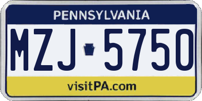 PA license plate MZJ5750