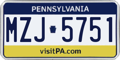 PA license plate MZJ5751