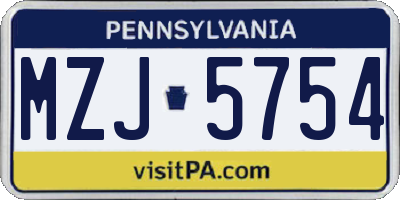 PA license plate MZJ5754