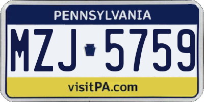 PA license plate MZJ5759