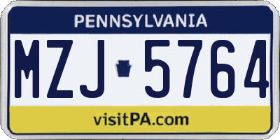 PA license plate MZJ5764