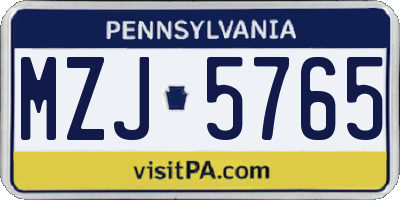 PA license plate MZJ5765