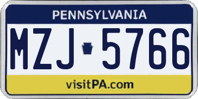 PA license plate MZJ5766
