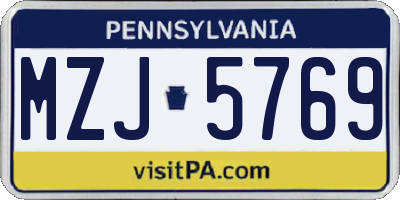 PA license plate MZJ5769