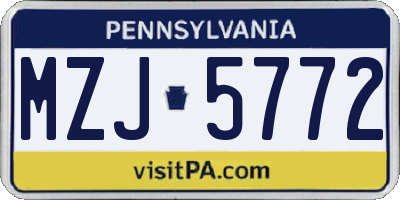 PA license plate MZJ5772