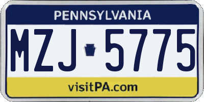 PA license plate MZJ5775