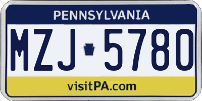 PA license plate MZJ5780