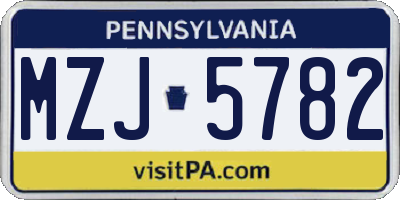 PA license plate MZJ5782