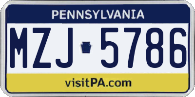 PA license plate MZJ5786